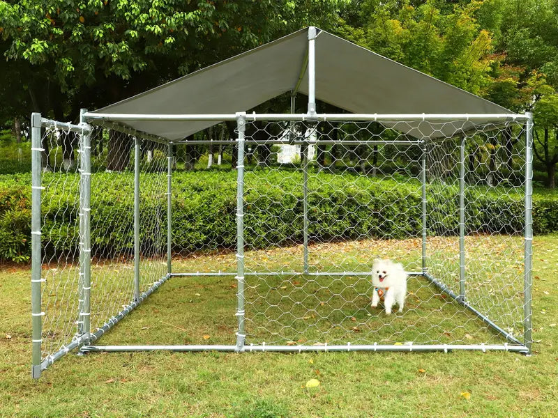 Magic Union Outdoor Dog Kennel,Large Dog Playpen Outdoor Dog Fence for Backyard Dog Run with Waterproof Cover