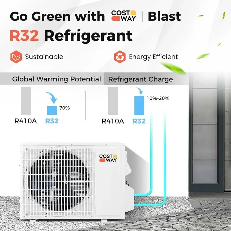 COSTWAY 12,000 BTU Mini-Split AC/Heater  20 SEER2, 115V Ductless Wall-Mount System