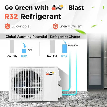 COSTWAY 12,000 BTU Mini-Split AC/Heater  20 SEER2, 115V Ductless Wall-Mount System