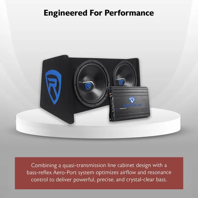 1200W Dual 12″ Car Subwoofer Enclosure Kit  Includes Mono Amplifier & Wiring  Deep Bass Response & Streamlined Installation for Custom Audio Systems