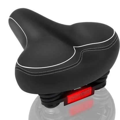 Extra-Wide Water-Resistant Bicycle Saddle with Reflective Safety Strip