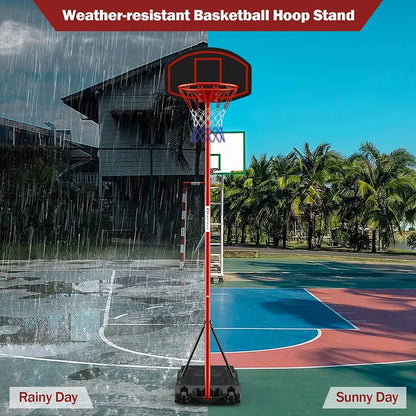 Portable Height-Adjustable Basketball Hoop  Shatterproof Backboard, 6.5FT to 8.5FT Range