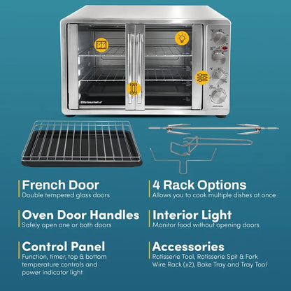 Elite Gourmet 47.5-Quart Convection Oven  18-Slice Capacity, 4-Function Control Knobs