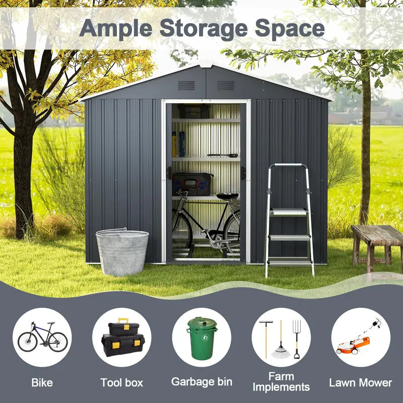 Freestanding Outdoor Storage Shed with Reinforced Floor & Lockable Door