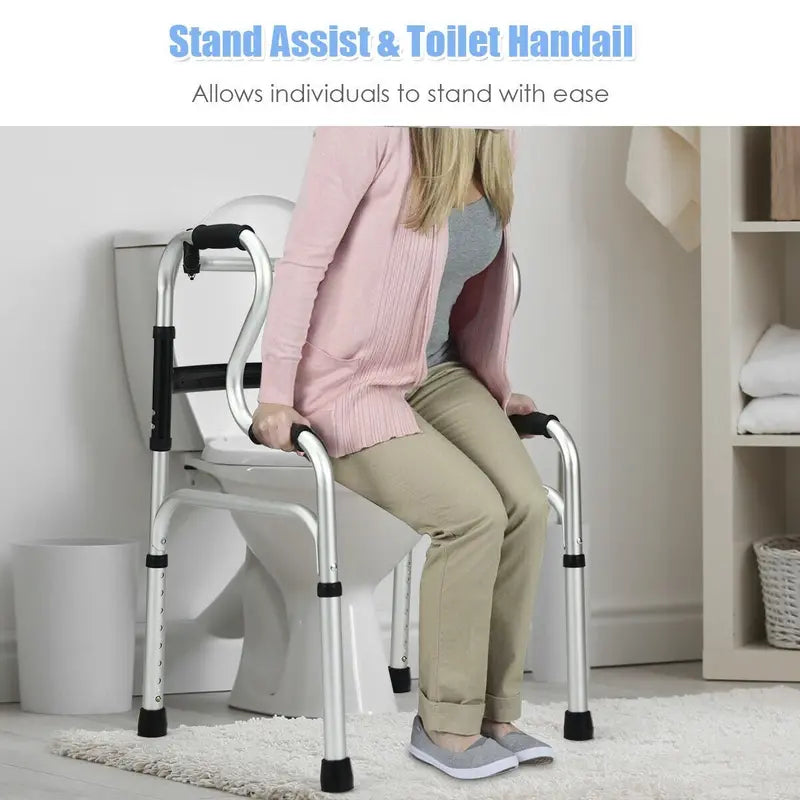 Heavy-Duty Folding Walker  FDA-Certified Support Frame with Toilet Armrests (400 LB Capacity)