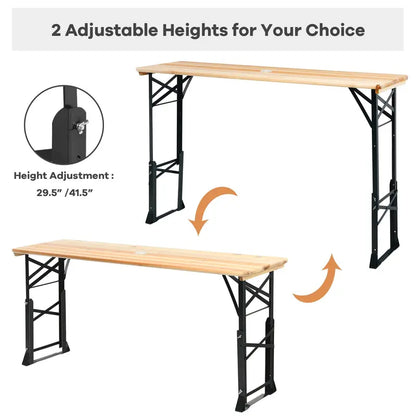 Folding Picnic Beer Table  Compact Outdoor Camping Table for Patios and Tailgates