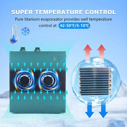 1/3 HP Cold Plunge Water Chiller: External Filter Pump & Cooling System for Home Ice Bath Tubs