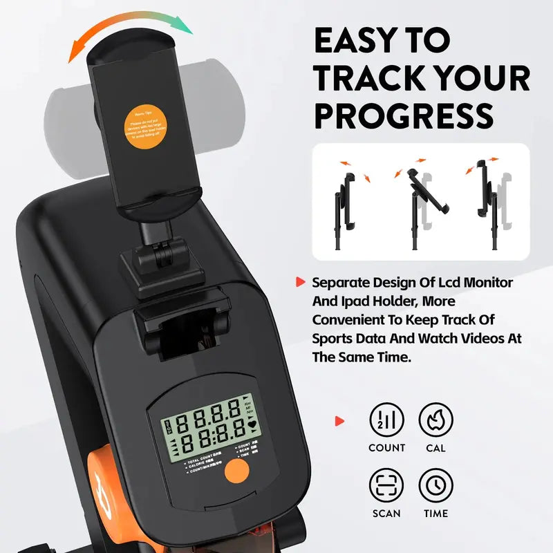 Pooboo Magnetic Rowing Machine, 8-Level Resistance, Foldable, Ergonomic Design, Supports 350 lbs, Home Exercise Equipment