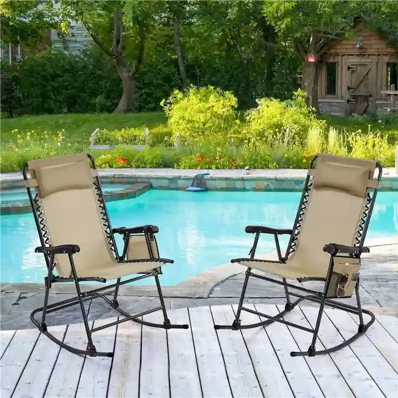 Yaheetech Foldable Outdoor Rocking Chairs — Set of Two, 26-Inch Height