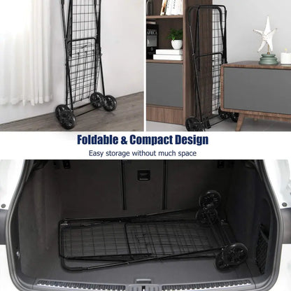 Lightweight Folding Shopping Cart  Wheeled Grocery Trolley for Easy Transport