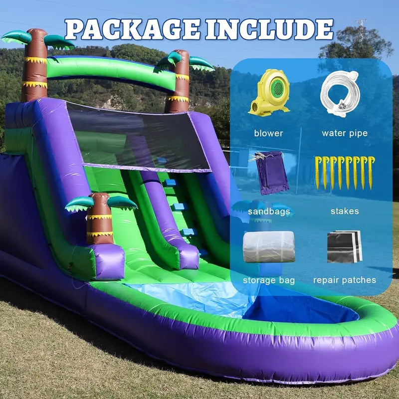 21-Foot Commercial Inflatable Waterslide  Heavy-Duty PVC, 750W Blower, Ideal for Backyards, Parks & Events