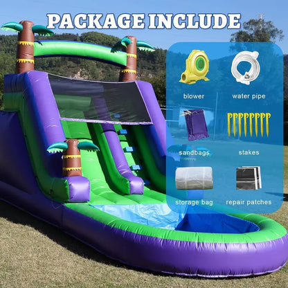 21-Foot Commercial Inflatable Waterslide  Heavy-Duty PVC, 750W Blower, Ideal for Backyards, Parks & Events