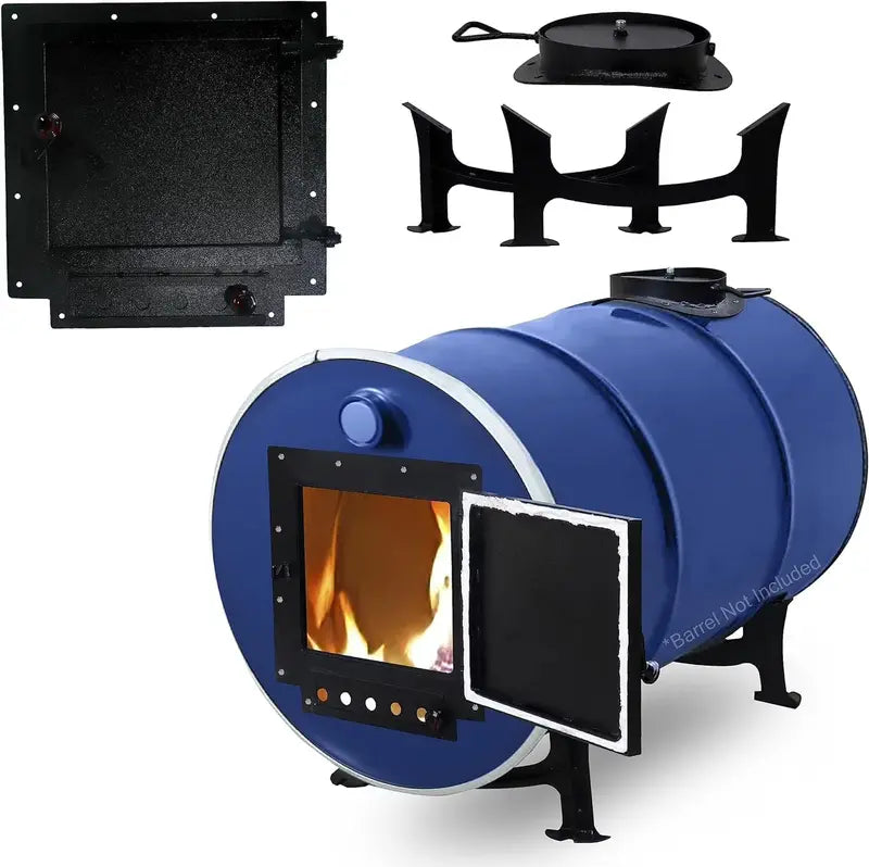 Barrel Stove Kit C  DIY Wood-Burning Heater for 3055-Gallon Drums  Emergency Cooking & Heating Solution