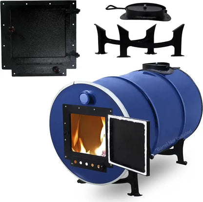 Barrel Stove Kit C  DIY Wood-Burning Heater for 3055-Gallon Drums  Emergency Cooking & Heating Solution