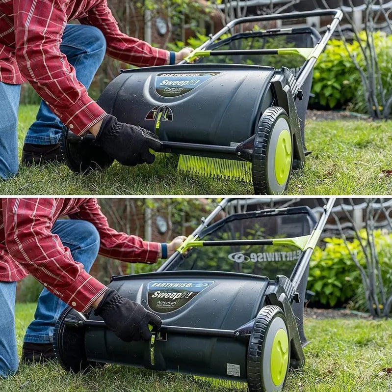 21-Inch Push Lawn Sweeper: Large Grass & Debris Collector with 26-Gallon Hopper