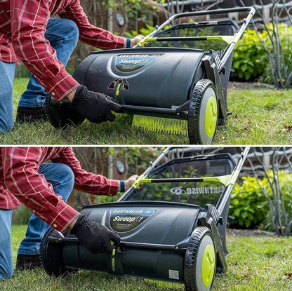 21-Inch Push Lawn Sweeper: Large Grass & Debris Collector with 26-Gallon Hopper