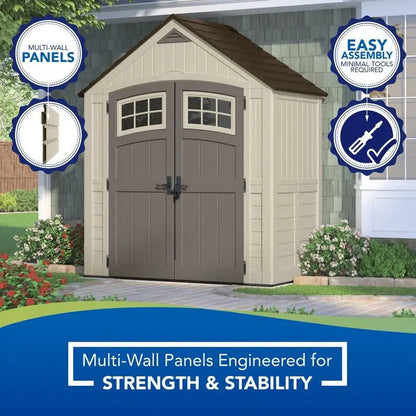 Cascade 7′ x 4′ Heavy-Duty Plastic Storage Shed  Weather-Resistant Outdoor Utility Shed