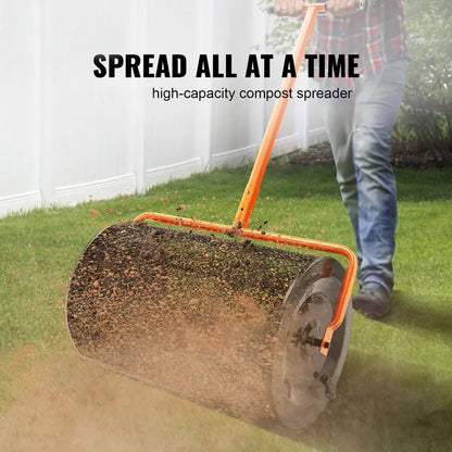 Heavy-Duty Peat Moss & Compost Spreader: 24-Inch Width with Adjustable Handle