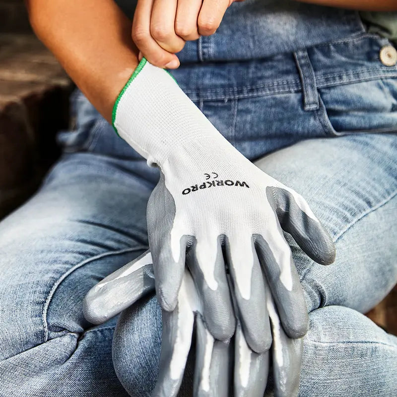 WORKPRO Garden Work Gloves  6 Pairs with Eco-Friendly Latex Palm Coating