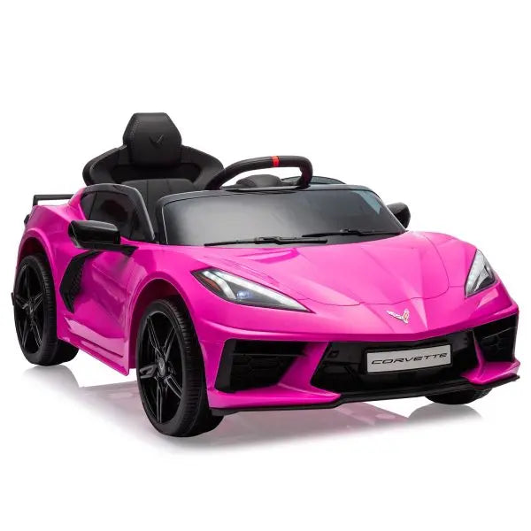 Licensed 12V Corvette Ride-On Car for Toddlers  Remote-Controlled, LED Dashboard, Music & Lights (Rose Red)