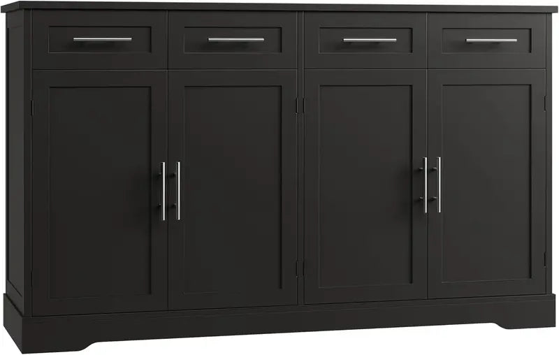 HOSTACK 60-Inch Large Kitchen Buffet  36-Inch Tall, 4-Drawer Storage Cabinet