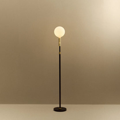 Poise Adjustable Floor Lamp in Brass + Sphere V