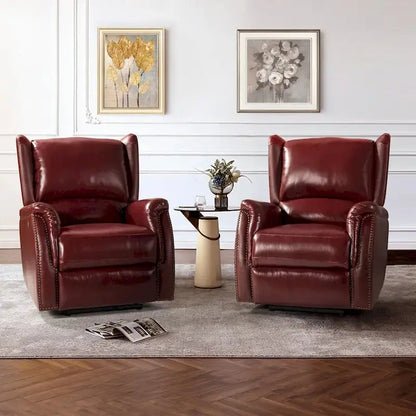 Eduardo Genuine Leather Power Recliners  Dual-Seat Set with USB Charging Ports