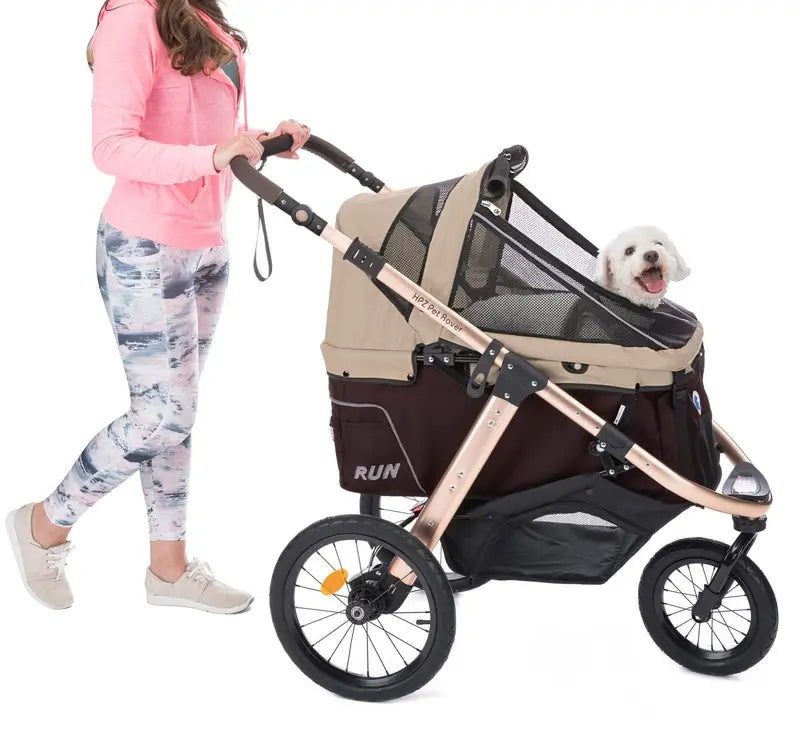 All-Terrain Pet Jogging Stroller  Aluminum Frame, Zipper-Free Entry, One-Hand Fold, Rubber Wheels (Green Camo)