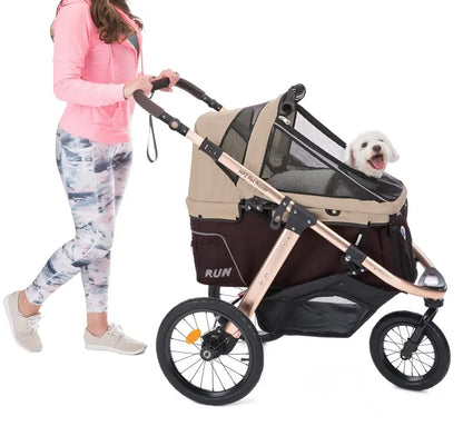 All-Terrain Pet Jogging Stroller  Aluminum Frame, Zipper-Free Entry, One-Hand Fold, Rubber Wheels (Green Camo)