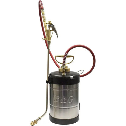 B&G 1-Gallon Stainless Steel Sprayer  Industrial-Grade Pump with 18″ Multeejet Nozzle