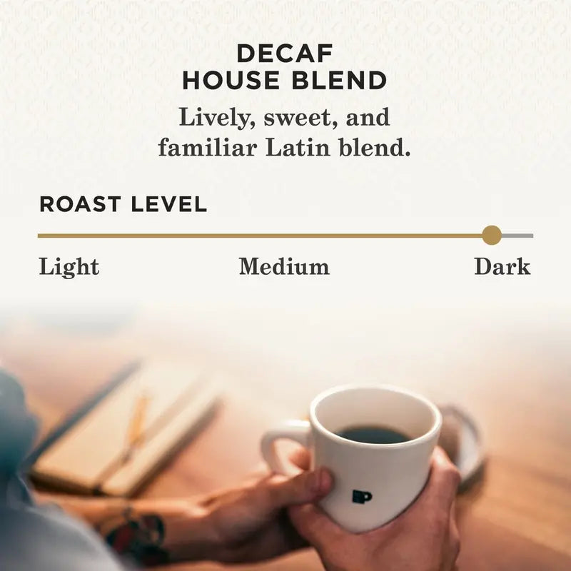 Peet’s Decaf House Blend K-Cup Pods  Dark Roast, 88-Count (4 x 22-Pack) for Smooth, Caffeine-Free Brewing