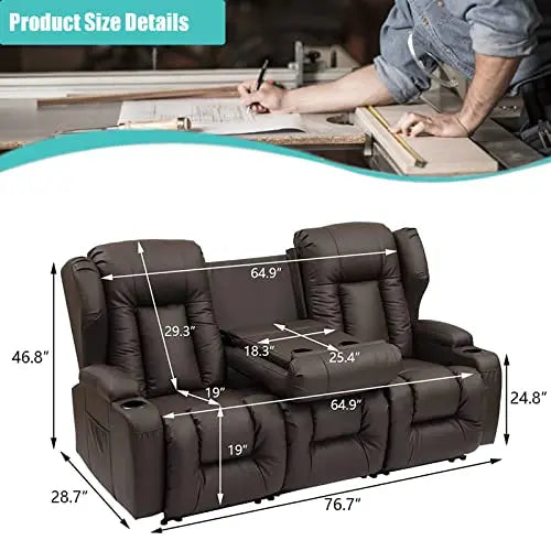 SAMERY 76.7  Loveseat Recliner with Console, 2+3 Seater Sofa Chair Set