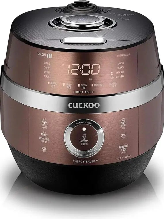 BrandName Induction Heating Pressure Rice Cooker, 6-Cup Uncooked Capacity, 13 Menu Options, Auto-Clean, Voice Guide