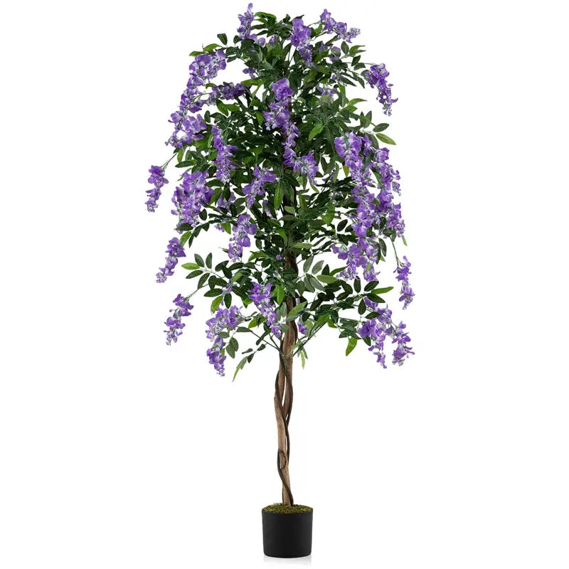 6-Foot Fake Wisteria Tree  Realistic Artificial Greenery in Nursery Pot for Home Decor