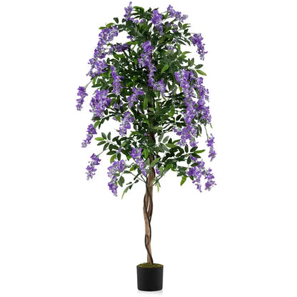 6-Foot Fake Wisteria Tree  Realistic Artificial Greenery in Nursery Pot for Home Decor