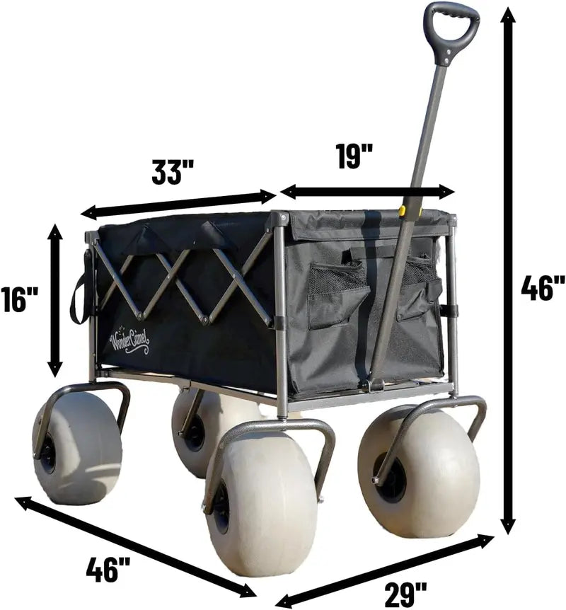 Collapsible All-Terrain Beach Wagon  13″ Balloon Wheels, 185L Capacity, Lightweight & Foldable