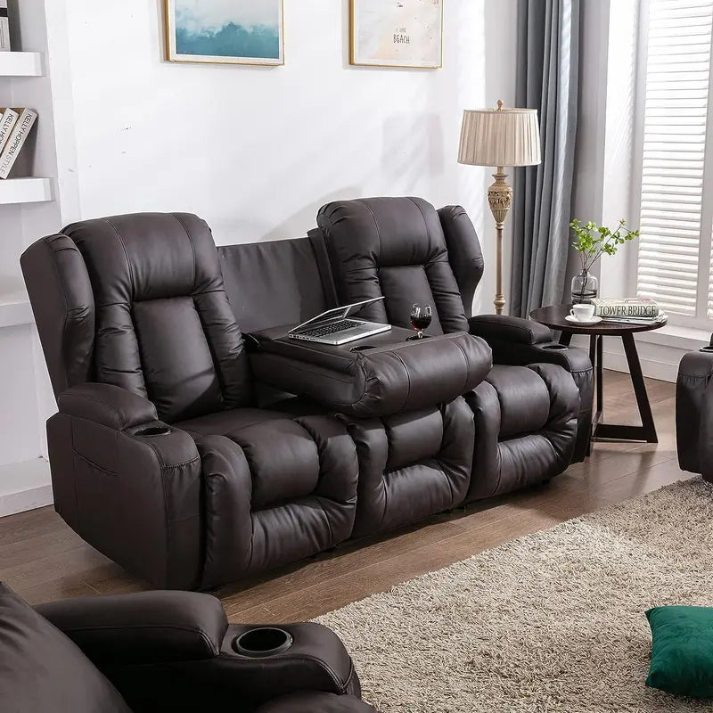 SAMERY 76.7  Loveseat Recliner with Console, 2+3 Seater Sofa Chair Set