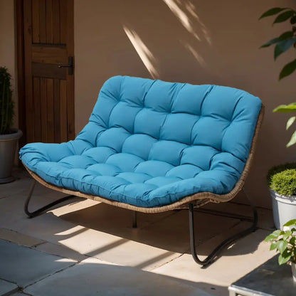 Crestlive All-Weather Outdoor Loveseat  Rattan Weave with Plush Cushions, Beige Patio Sofa