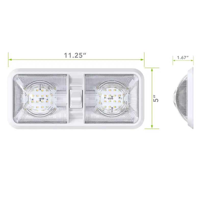 2 Pack RV LED Ceiling Double Dome Light Fixture with ON/OFF Switch Interior Lighting for Car/RV/Trailer/Camper/Boat DC 12V Natural White 4000-4500K 48X2835SMD