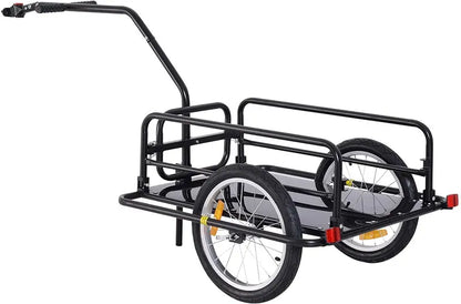 Aosom Foldable 80-Lb Capacity Bike Cargo Trailer with 16-Inch Wheels and Universal Hitch  Black