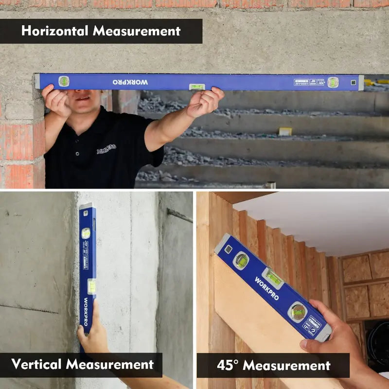 WORKPRO Triple-Length Spirit Level Set  12″, 20″, and 40″ Aluminum Levels