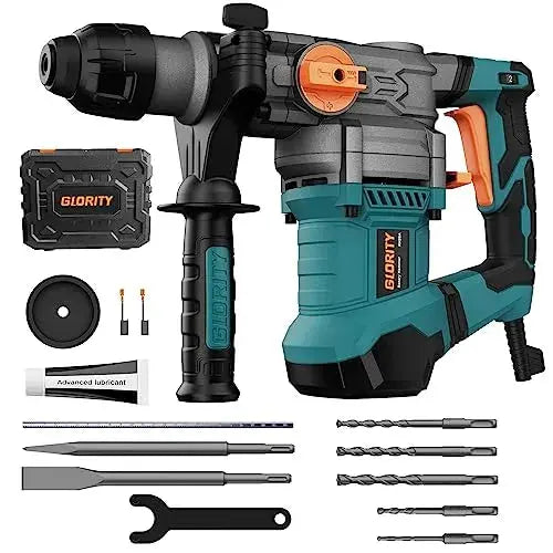 GLORY Heavy-Duty Rotary Hammer Drill  Aluminum Housing with 5-Piece Bit Set