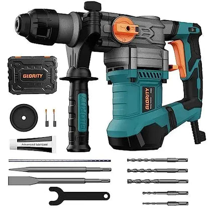 GLORY Heavy-Duty Rotary Hammer Drill  Aluminum Housing with 5-Piece Bit Set