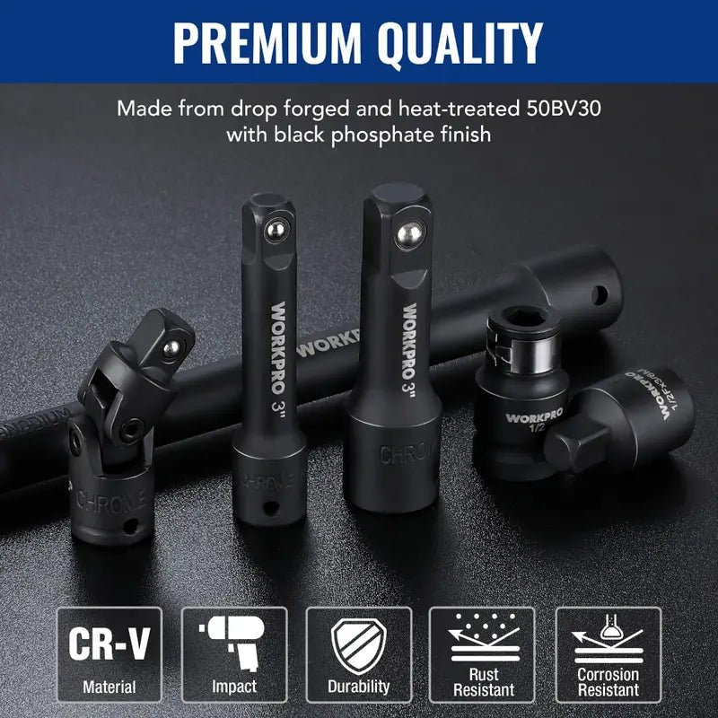 WORKPRO 18-Piece Drive Tool Accessory Collection  Universal Bits, Adapters & Extensions