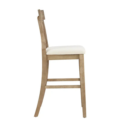 Linon Rylan 30-Inch Bar Stool  Rustic Brown Wood Frame with Beige Fabric Seat