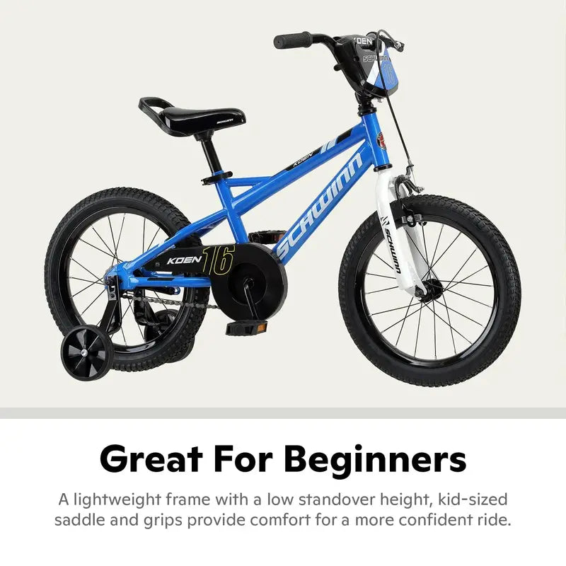 Schwinn Koen & Elm 16-Inch Kids BMX Bike, SmartStart Design, Adjustable Saddle, Training Wheels