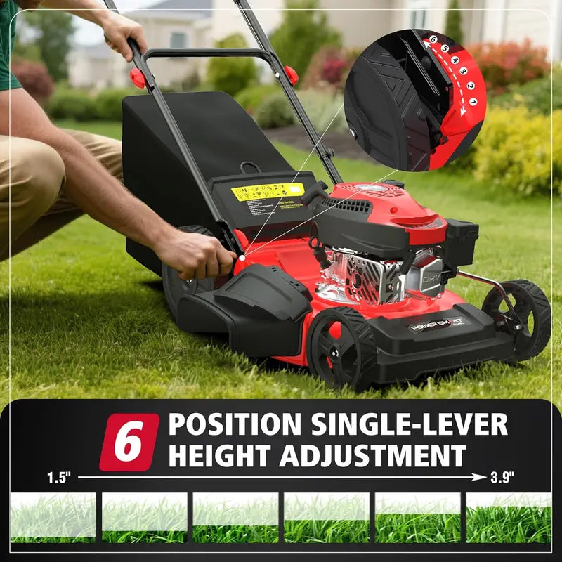 PowerSmart 21″ 144cc 3-in-1 Gas Push Mower with Grass Catcher