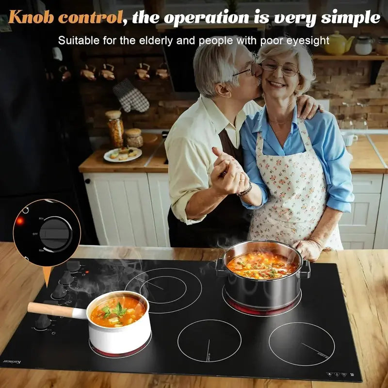 Karinear 30-Inch 4-Burner Ceramic Electric Cooktop  Sleek Built-in Radiant Stove Top for Modern Kitchens