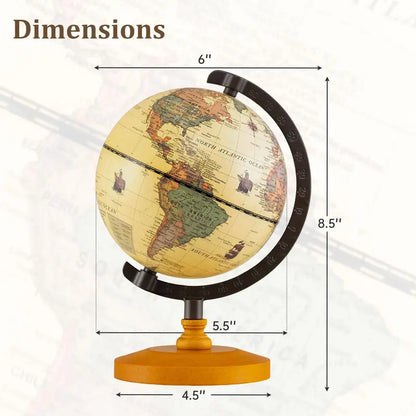 5.5-Inch Vintage-Style World Globe with Curved Alloy Stand