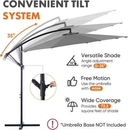 9.8-Foot Cantilever Patio Umbrella with Adjustable Tilt, 8-Rib Steel Frame, UV-Resistant Canopy for Backyard, Pool, or Garden  Blue